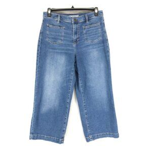 Lands' End Soft Denim High Rise Wide Leg Patch Pocket Crop Jeans Plus Size 14